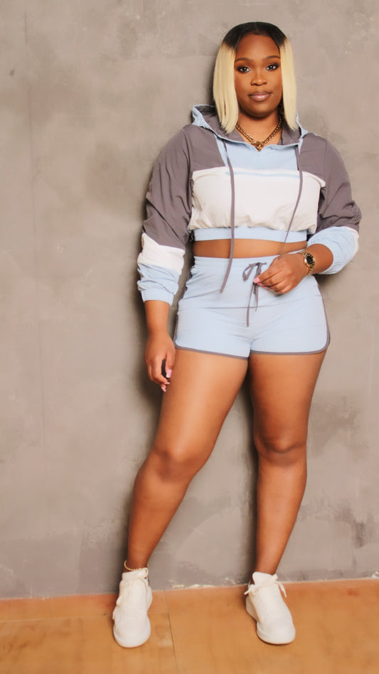 Sky Windbreaker Short Set